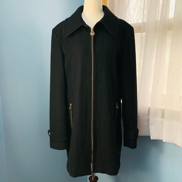 Michael Kors Black Wool Blend Coat Size 14 - Picture 7 of 8